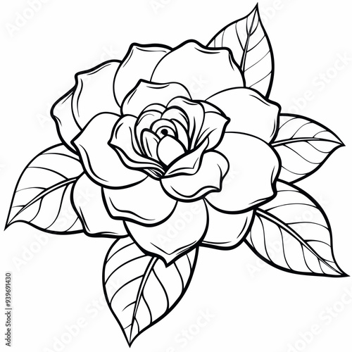 Obraz na płótnie Camellia outline vector w salonie