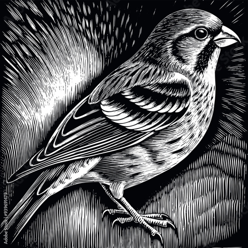 Obraz na płótnie Canary engraved vector w salonie