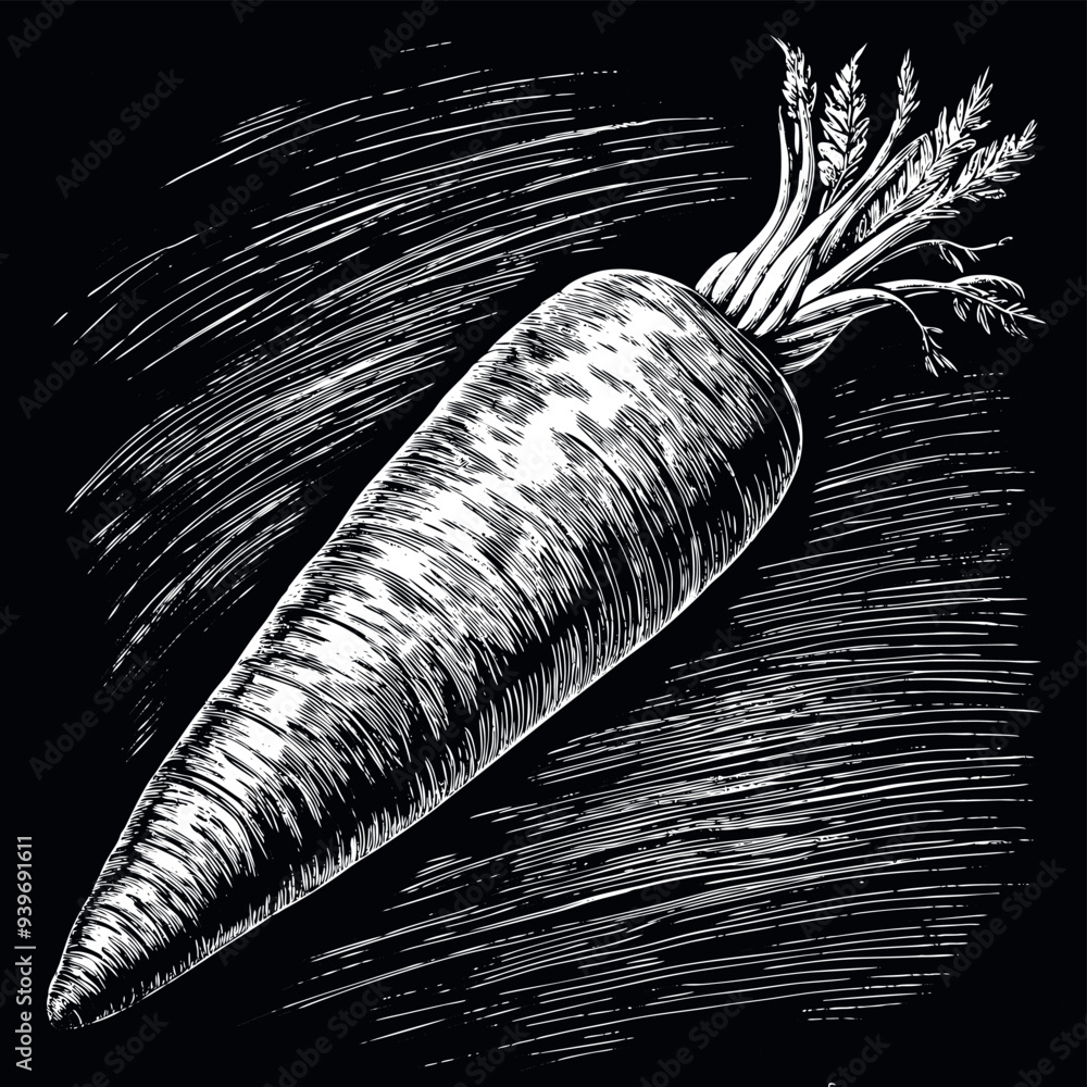 Carrot vegetable engrave vector