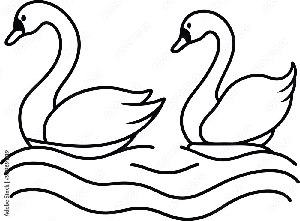 Cute swan illustration in line art style for children's coloring book fun and imaginative
Cute swan illustration in line art style for children's coloring book fun and imaginative