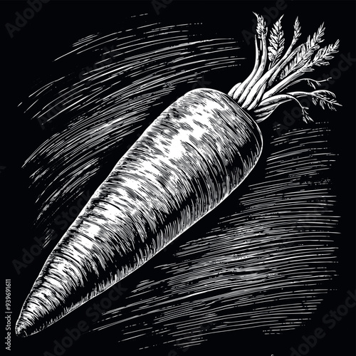 Obraz na płótnie Carrot vegetable engrave vector w salonie