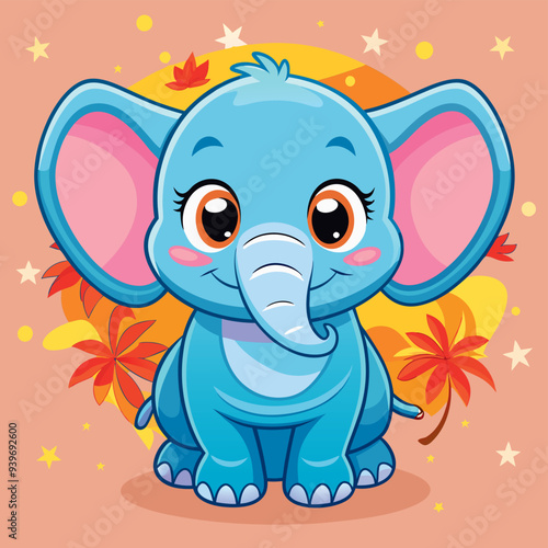 Naklejka Cute cartoon elephant vector
