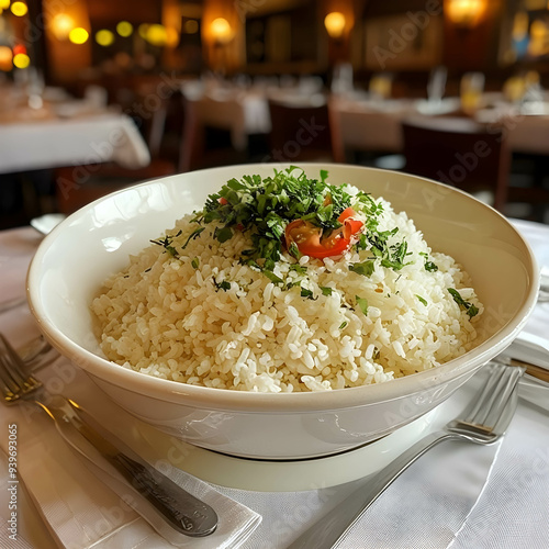 Rice dish on gourmet display photo