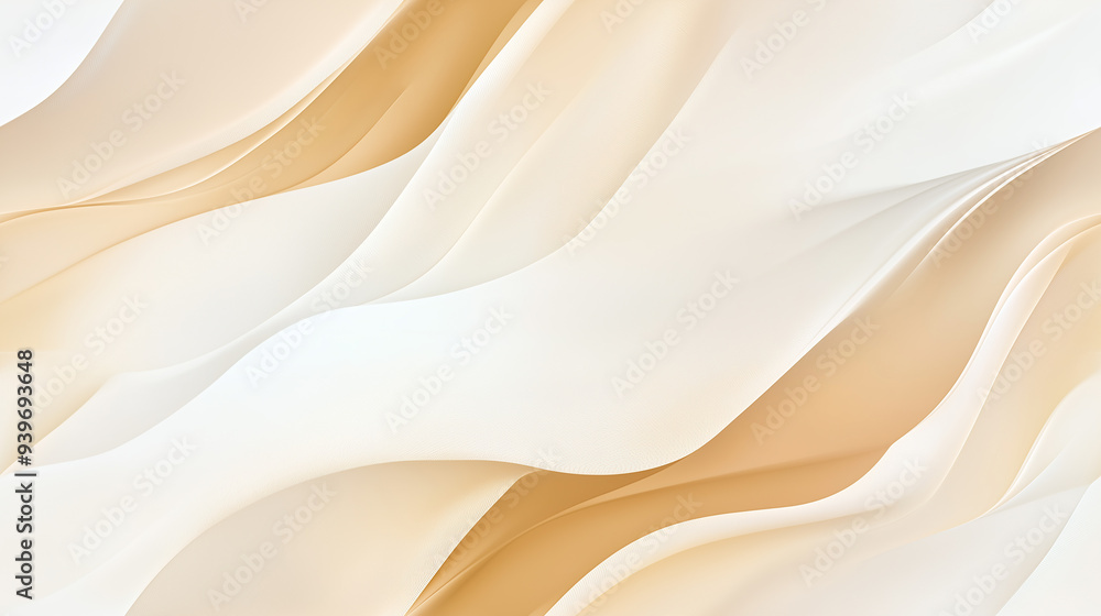 Obraz premium Smooth beige and cream waves flow in a seamless pattern. The gentle curves and gradients provide a soft, calming backdrop, ideal for modern minimalist designs.