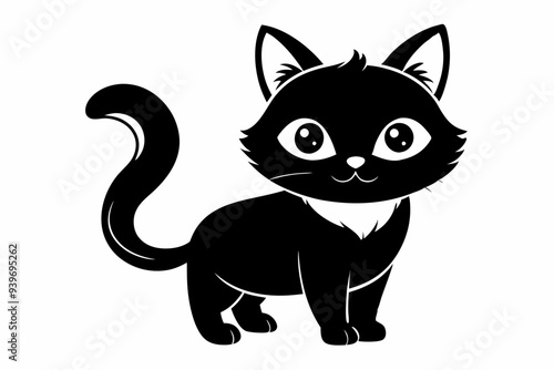 Cute Cat Silhouette Vector Illlustration