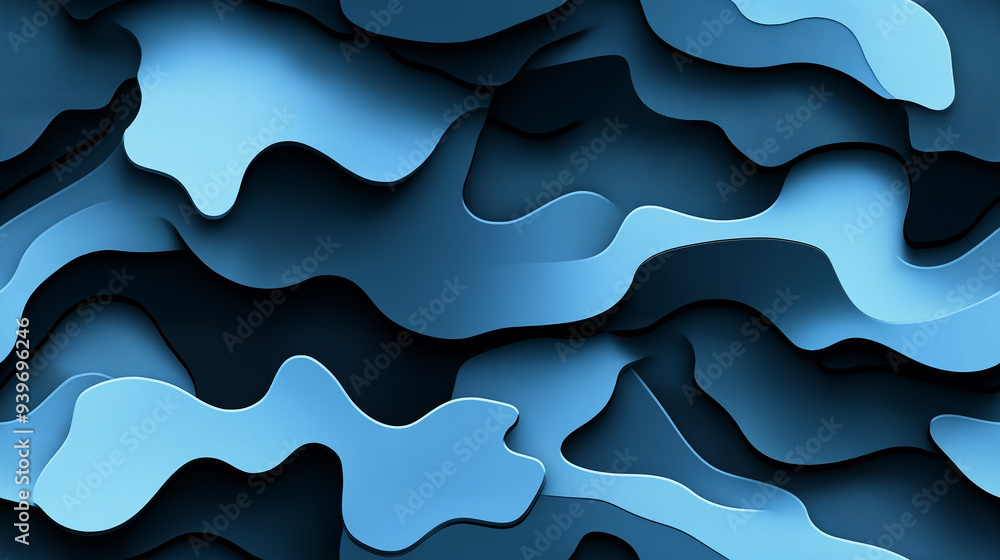 A seamless abstract pattern with layered blue shapes that create a wavy, fluid appearance. The design is modern and calming, evoking a sense of tranquility. A seamless abstract pattern with layered blue shapes that create a wavy, fluid appearance. The design is modern and calming, evoking a sense of tranquility.