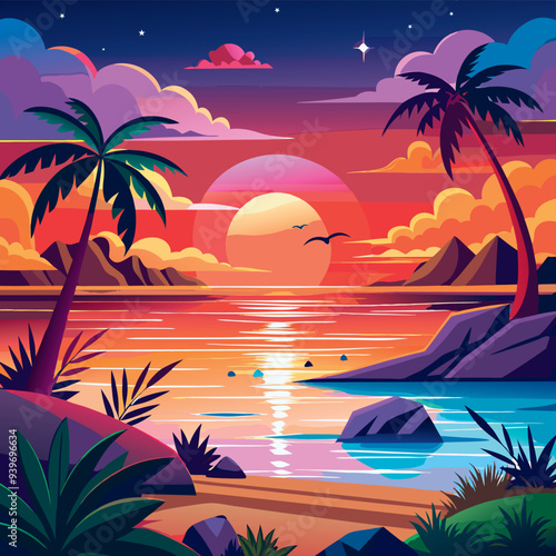 Tropic sea sunset