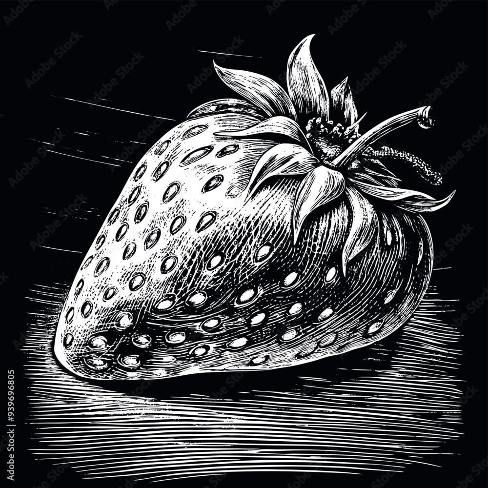 Strawberry engraved vector