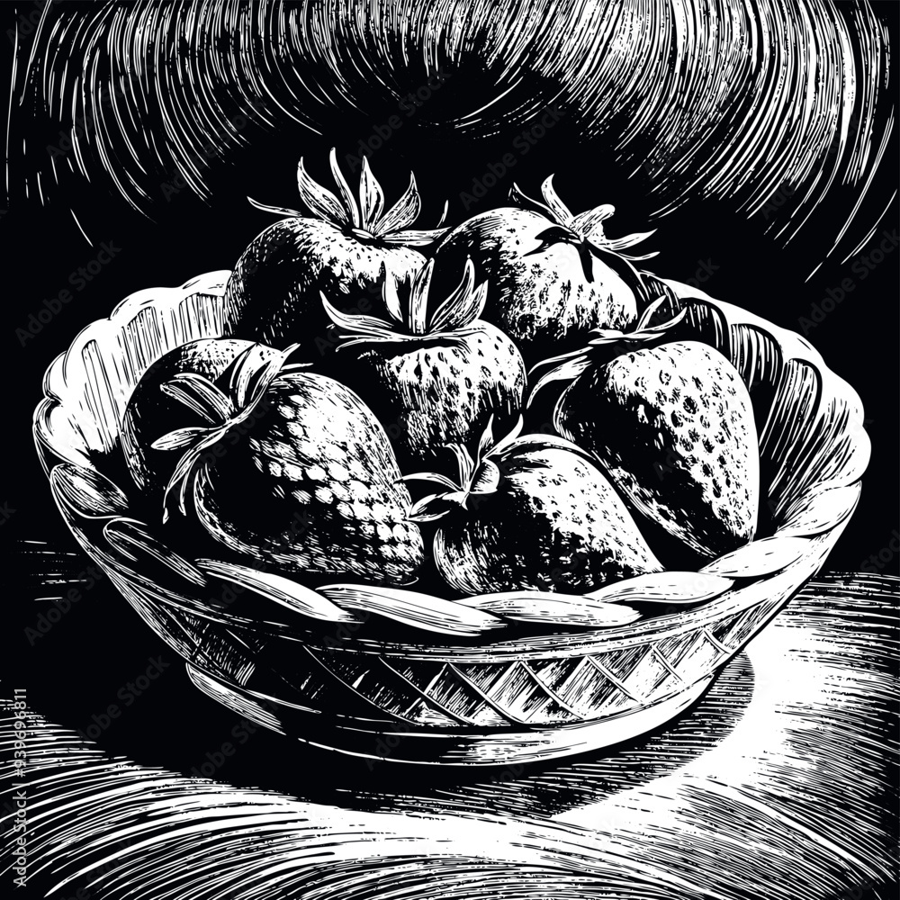 Strawberries in basket vector