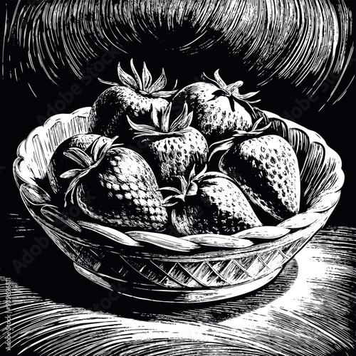 Obraz na płótnie Strawberries in basket vector w salonie