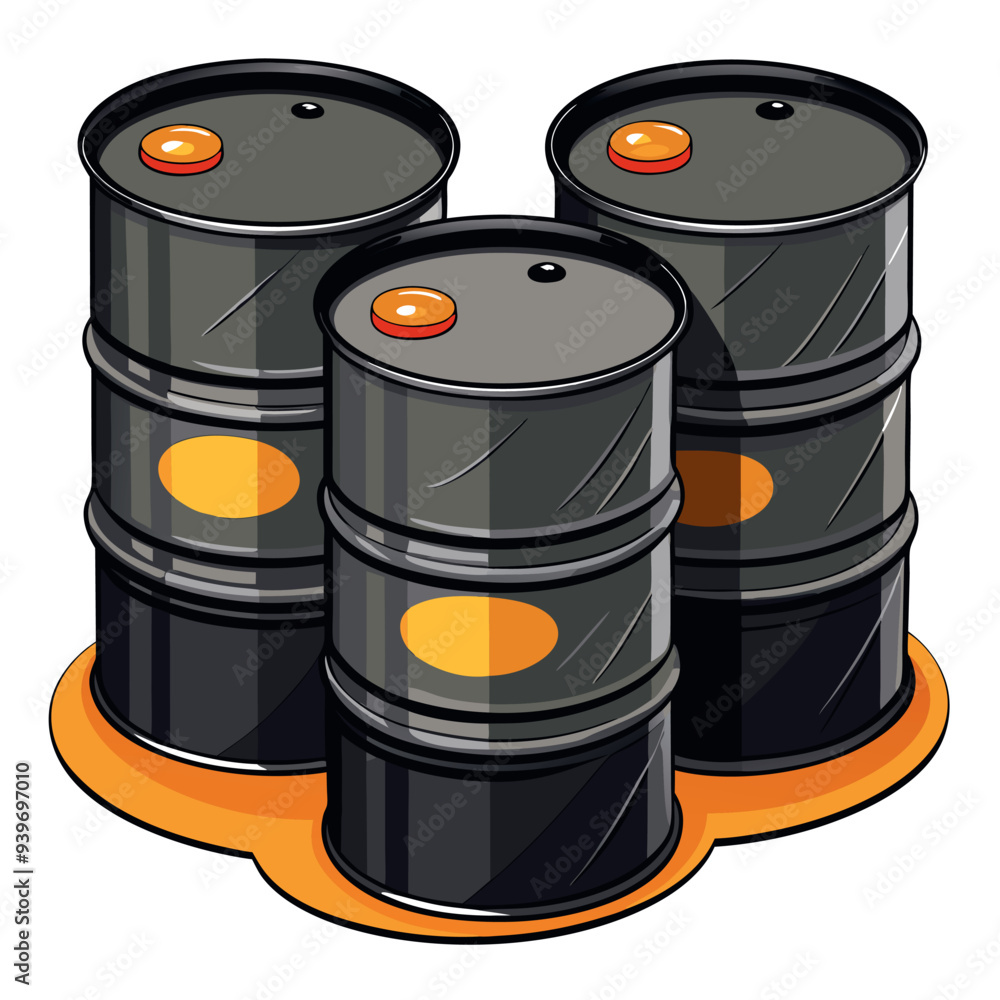Black oil barrels vector