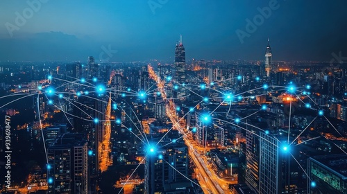 Wallpaper Mural The future of urban innovation with smart city and internet technology. Torontodigital.ca