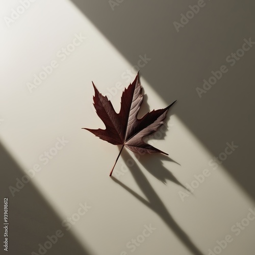 Schönes Herbstblatt An Der Wand wirft Schatten photo