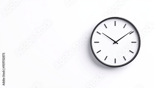 Wallpaper Mural Minimalistic wall clock on a white background showing time with a sleek and modern design, perfect for office or home decor. Torontodigital.ca