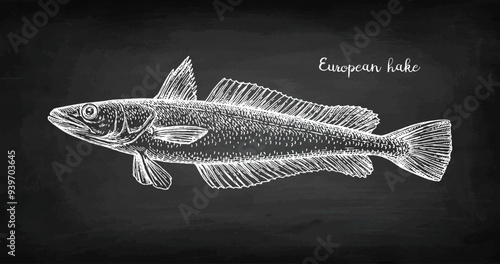European Hake chalk sketch.