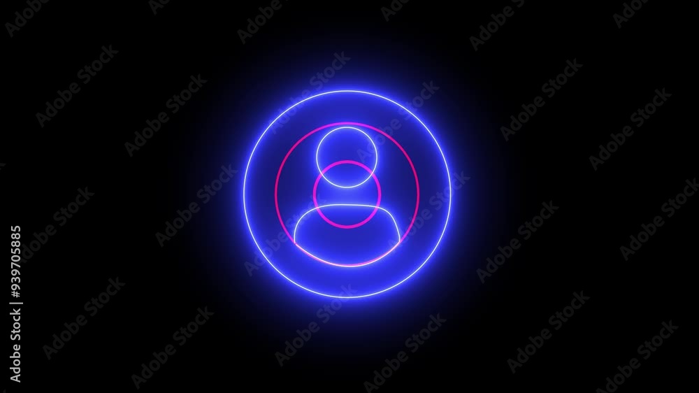 Multi color User line icon inside circle, line icon video animation. Neon profile icon with radio wave Multi color User line icon inside circle, line icon video animation. Neon profile icon with radio wave