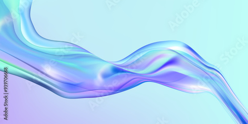 Abstract  holographic wave.Flow iridescent fluid.Dynamic spectrum ribbon.