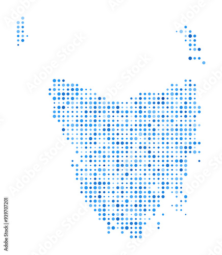 Tasmania Dot Map. Island Digital Style Shape. Tasmania vector image. Island shape blue circular dots. Awesome vector illustration.