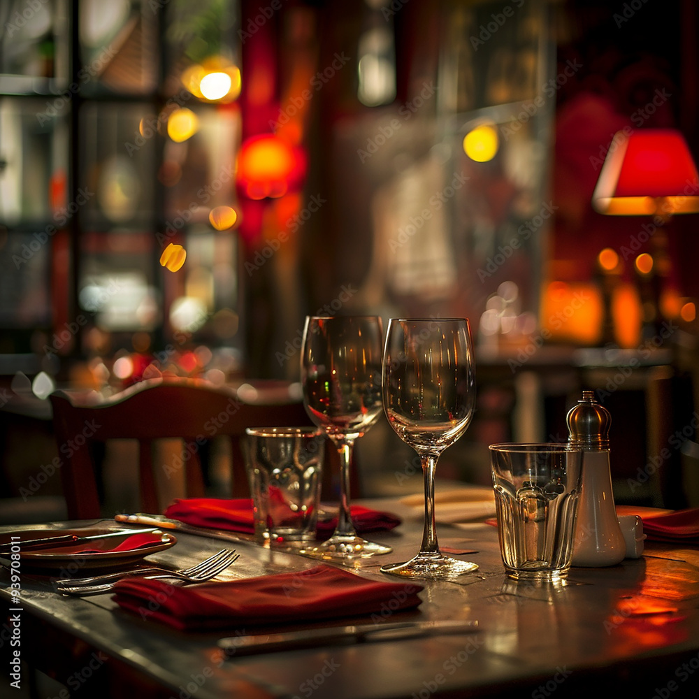 Empty restaurant setting in simple cafe style setting. Empty restaurant setting in simple cafe style setting.
