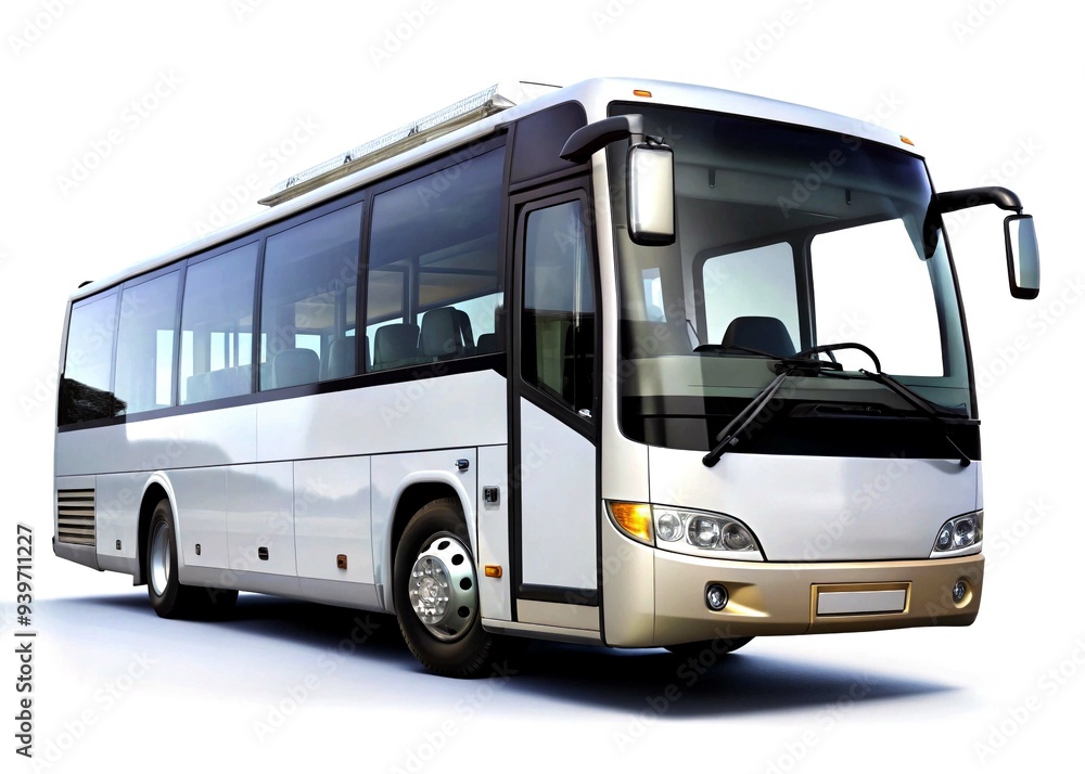 White big 3d tour bus front right angle view White big 3d tour bus front right angle view