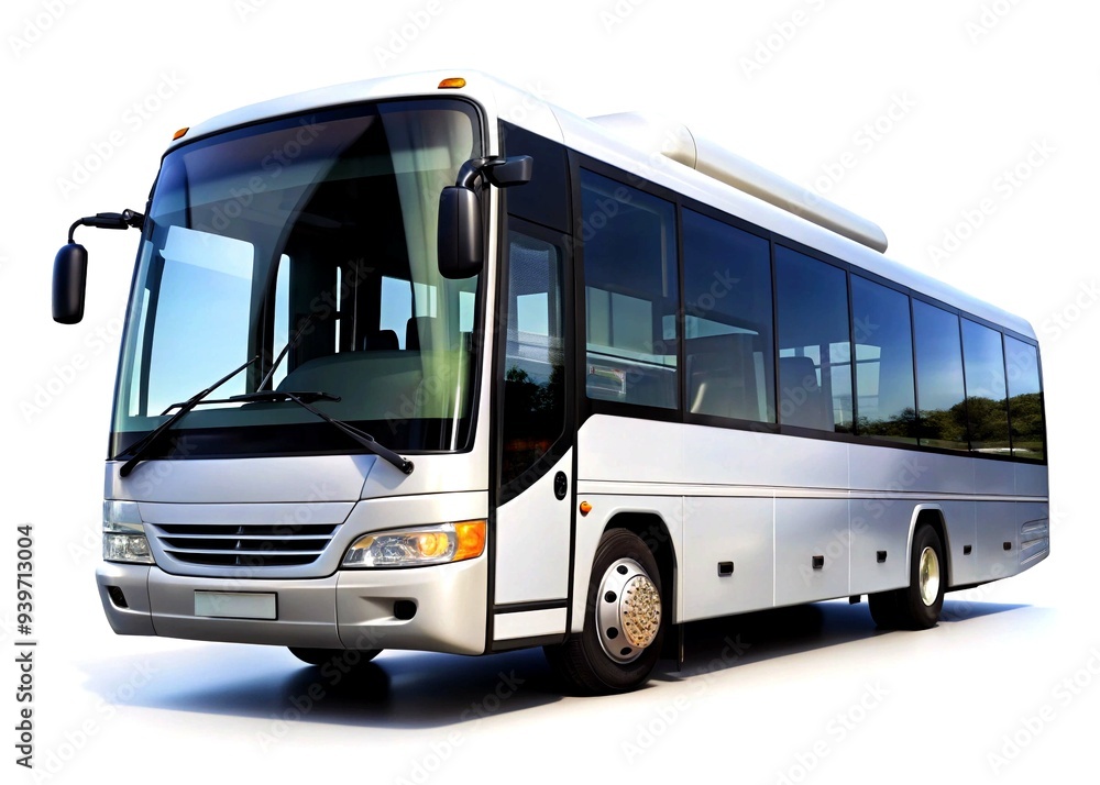White big 3d tour bus front right angle view White big 3d tour bus front right angle view