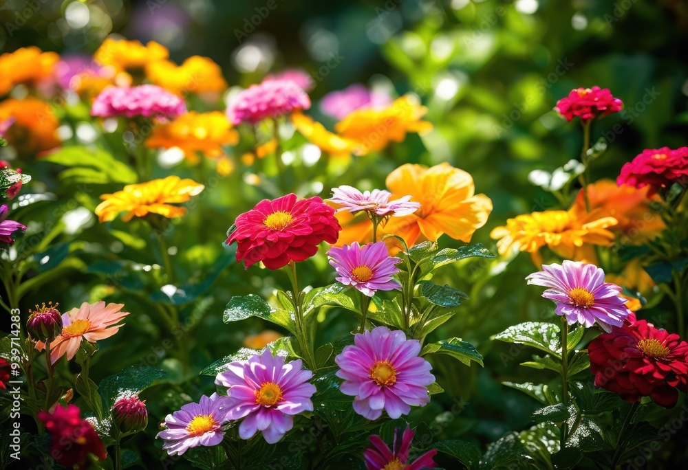 vibrant close colorful garden blooms lush foliage showcasing beauty, annual, arrangement, blossoms, botanical, bright, composition, contrast, decorative vibrant close colorful garden blooms lush foliage showcasing beauty, annual, arrangement, blossoms, botanical, bright, composition, contrast, decorative