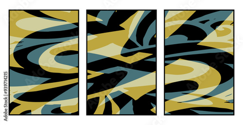 Set of 3 Abstract pattern. Illustration for printing on wall decorations. For use in graphics.