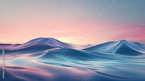 Abstract Snowy Mountain Peaks at Sunrise with Soft Pastel Hues