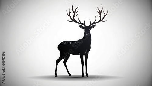 Elegant deer silhouette on a white background showcasing artistic design elements. Generative AI