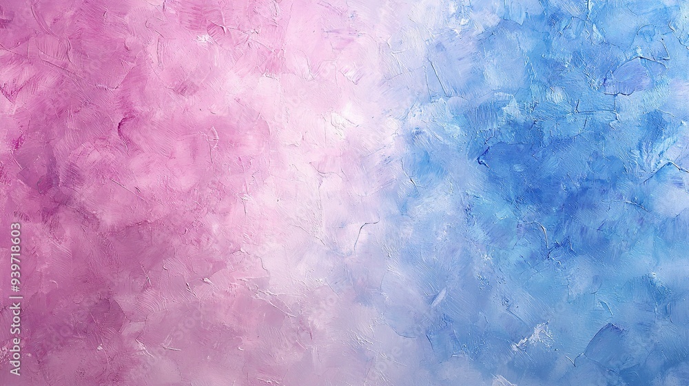 A painting of a blue & pink background with white & pink streaks on the left side, and a pink & blue background on the right side A painting of a blue & pink background with white & pink streaks on the left side, and a pink & blue background on the right side