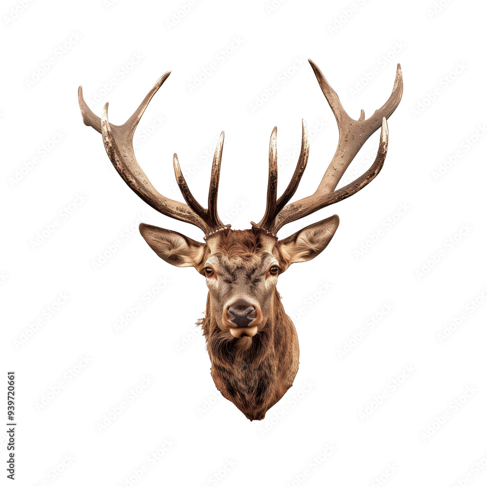 A hunter deer head isolated on a transparent background A hunter deer head isolated on a transparent background