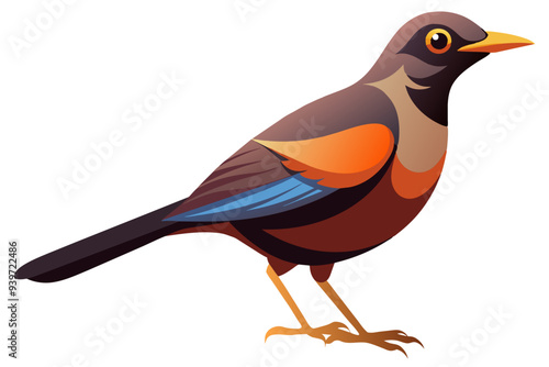 Beautiful bird thrush vector art illustration 