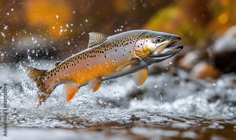 Salmon Leap in a River Salmon Leap in a River