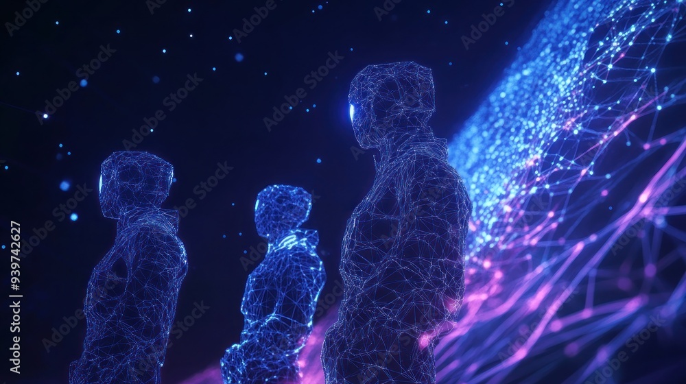 Digital Abstract of Three Human Figures Digital Abstract of Three Human Figures