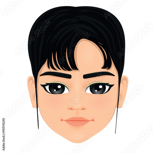 Portrait of young girl with black hair