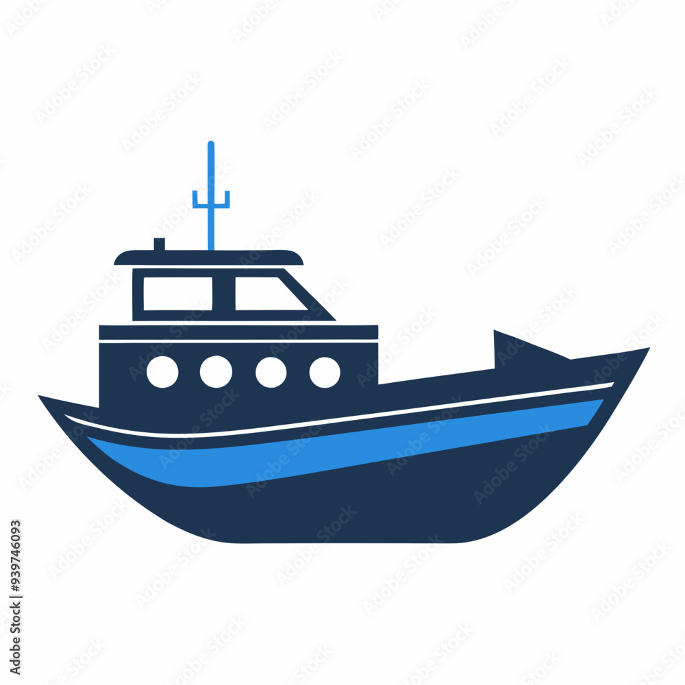 Boat silhouette icon vector art illustration in white background Boat silhouette icon vector art illustration in white background