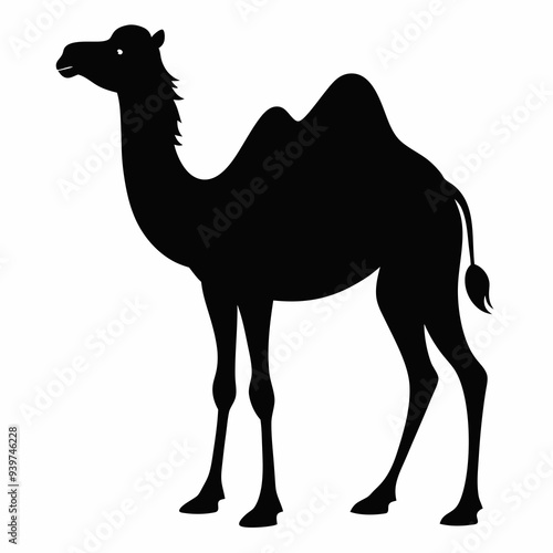 Camel silhouette vector art illustration on white background