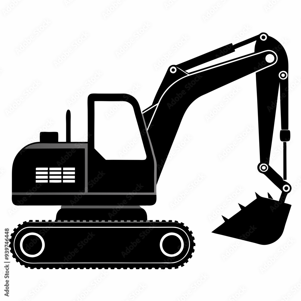 Excavator Black silhouette vector art illustration Excavator Black silhouette vector art illustration