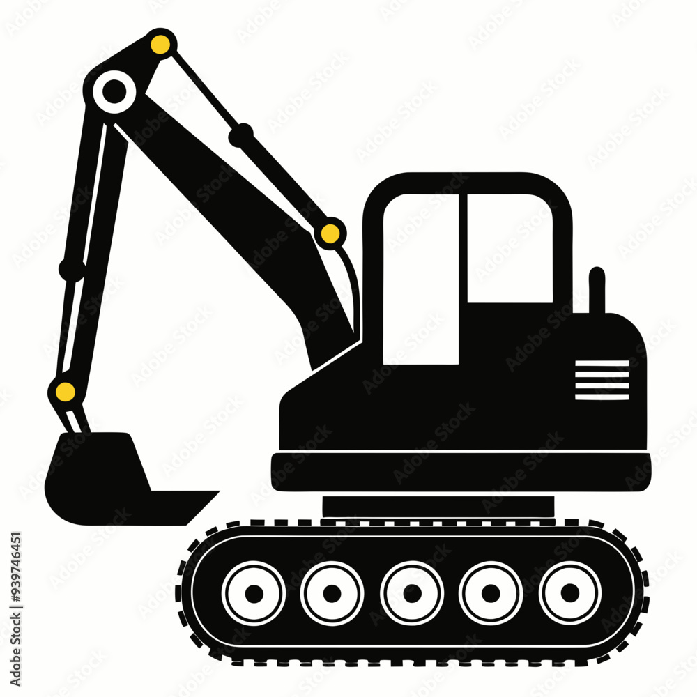 Excavator Black silhouette vector art illustration Excavator Black silhouette vector art illustration