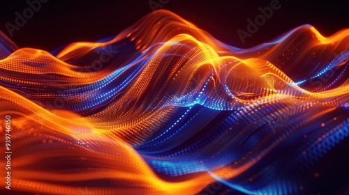 Wallpaper Mural Abstract Orange and Blue Wavy Lines Torontodigital.ca