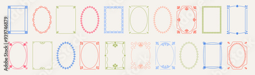 Ornament frames. Decorate floral border, old antique book ornate with Victorian fluorish or baroque rectangles. Cute antique floral ornate, filigree elegant decor. Vector isolated swirls