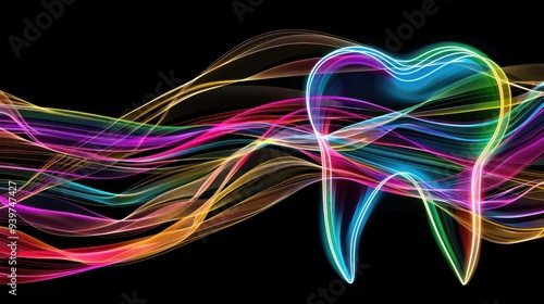 Abstract Tooth in Vibrant Colors