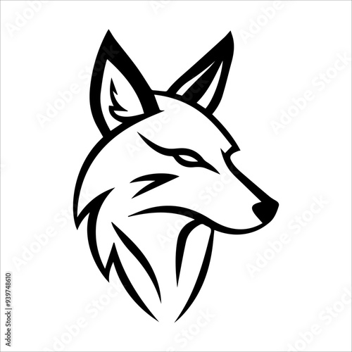 jackal icon or modern line symbol. Vector line art and icon design with bold outline. Black and white Pixel Perfect minimalistic symbol isolated white background. Silhouette simple thin sign