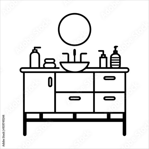 Washstand icon or modern line symbol. Vector line art and icon design with bold outline. Black and white Pixel Perfect minimalistic symbol isolated white background. Silhouette simple thin sign