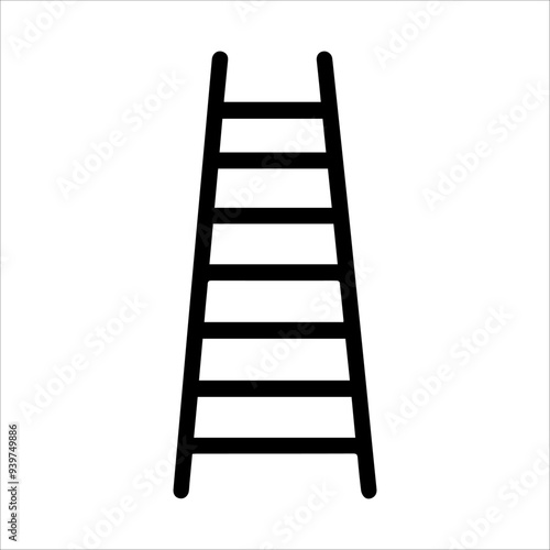 Ladder icon or modern line symbol. Vector line art and icon design with bold outline. Black and white Pixel Perfect minimalistic symbol isolated white background. Silhouette simple thin sign