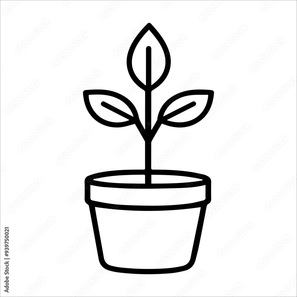 Plant Pot icon or modern line symbol. Vector line art and icon design with bold outline. Black and white Pixel Perfect minimalistic symbol isolated white background. Silhouette simple thin sign Plant Pot icon or modern line symbol. Vector line art and icon design with bold outline. Black and white Pixel Perfect minimalistic symbol isolated white background. Silhouette simple thin sign