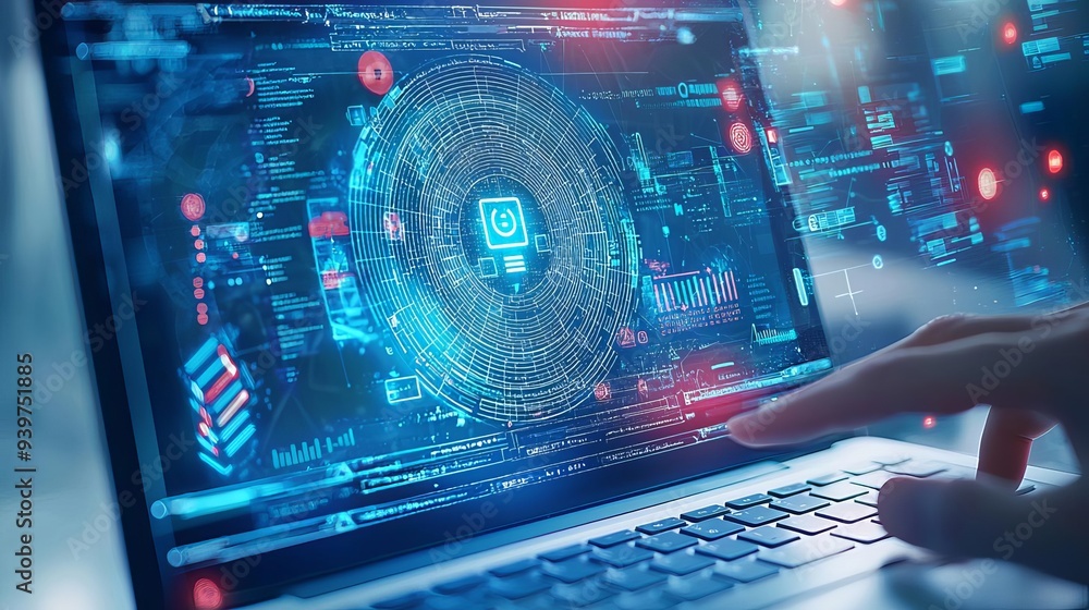 A closeup of a laptop screen showing a twofactor authentication prompt, with intricate data patterns and secure access control features A closeup of a laptop screen showing a twofactor authentication prompt, with intricate data patterns and secure access control features