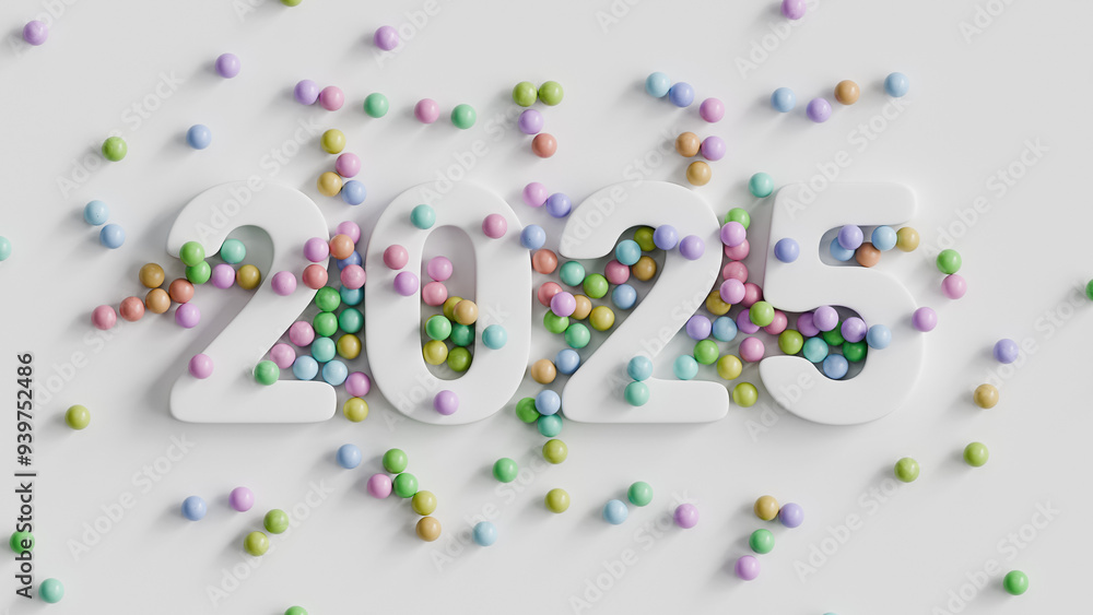 New Year holidays event background, 2025 numbers, 3d render New Year holidays event background, 2025 numbers, 3d render