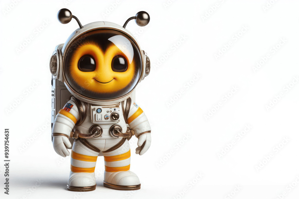 An astronaut bee in a spacesuit. Space for text. An astronaut bee in a spacesuit. Space for text.