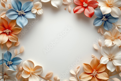 Flowers Frame Border Background - Space for Text	
